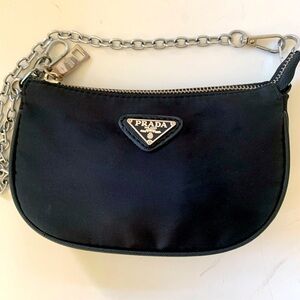 Prada Black Nylon Chain Shoulder Bag (small)